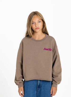 Smallable Kid - Plum Pocket Kiss Organische Baumwoll-Sweatshirt | Eisbraun