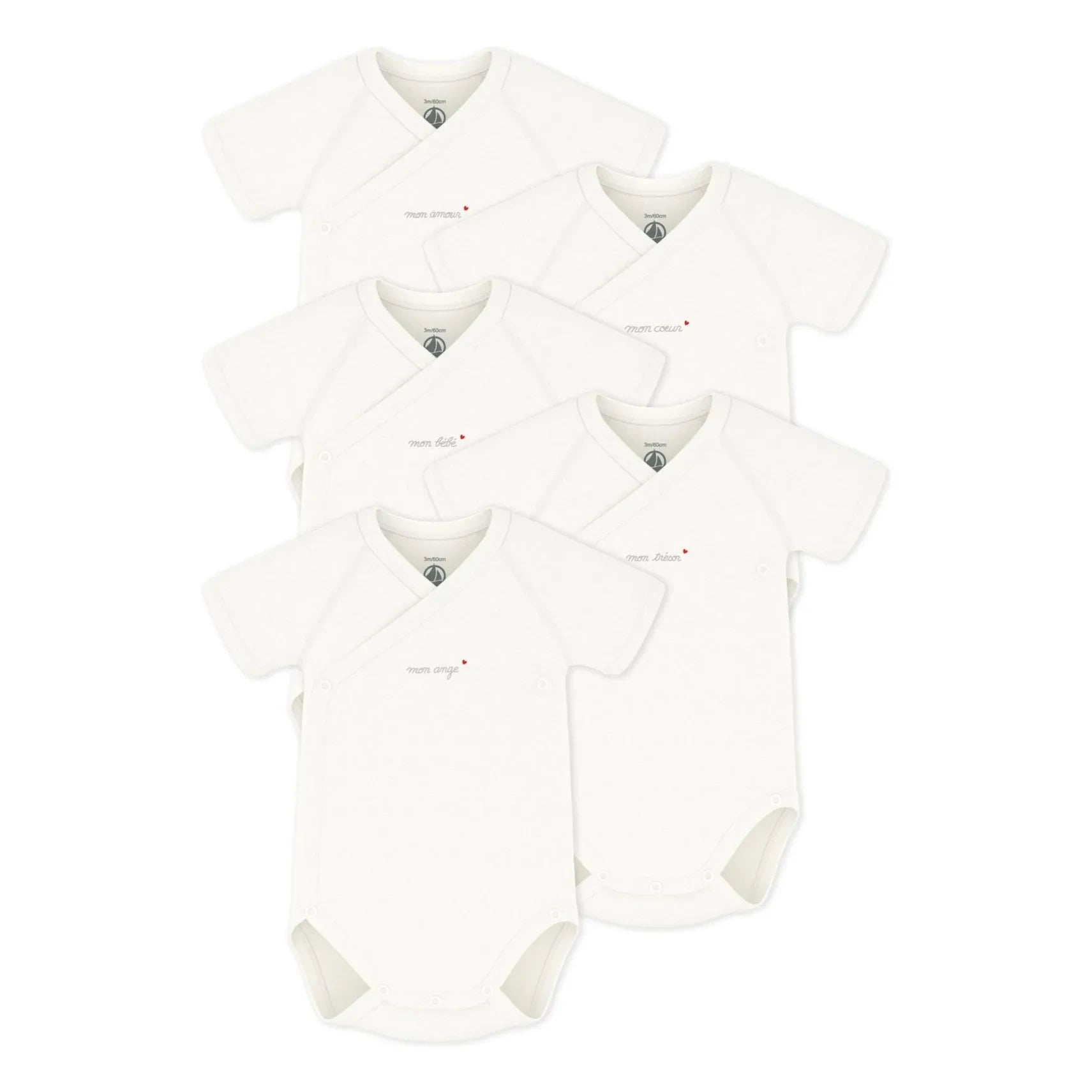Petit Bateau - 5er Pack Bio-Baumwoll-Bodys "Mon Ange" | Ecru
