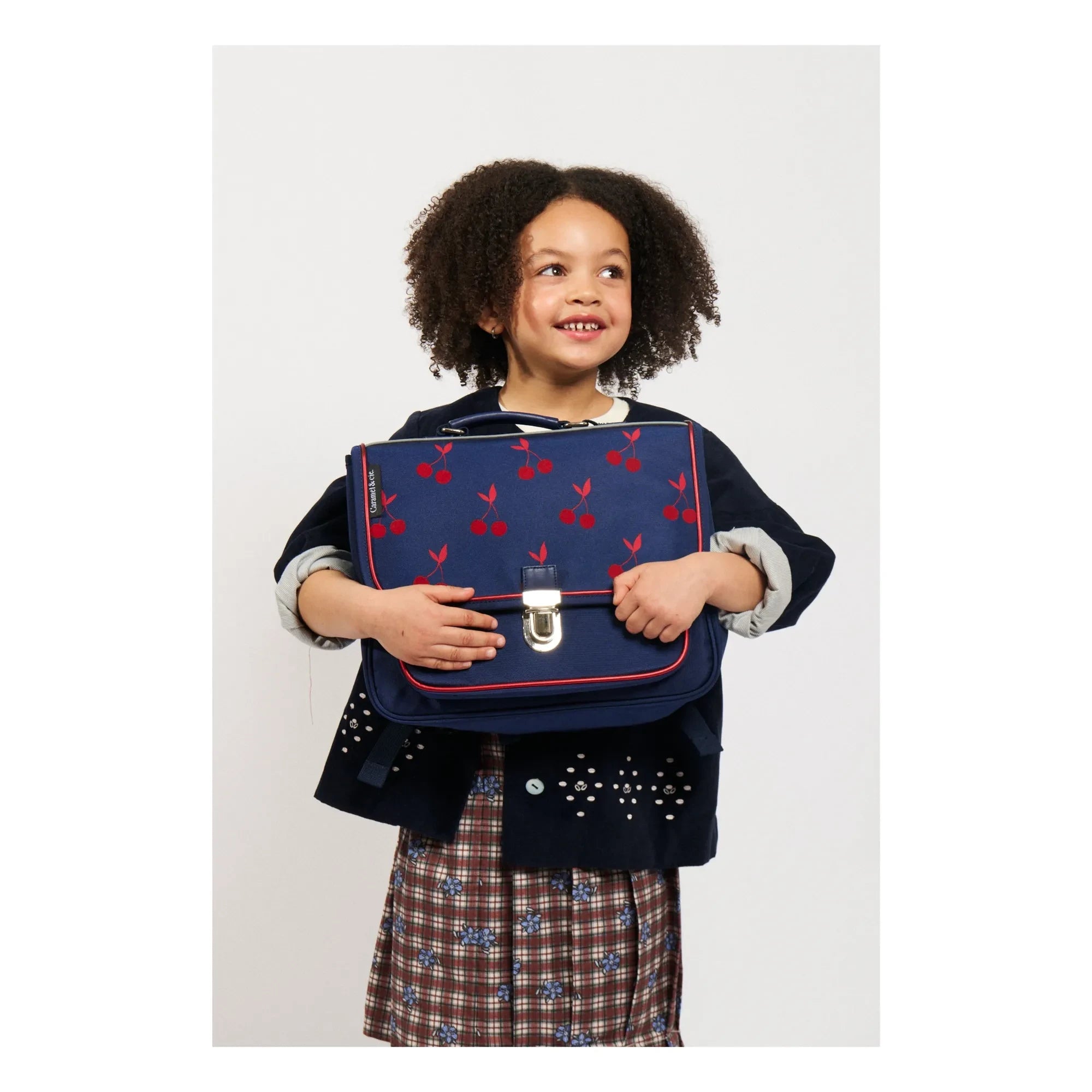 Caramel & Cie - Samt-Kirschen Kleine Handtasche | Marineblau