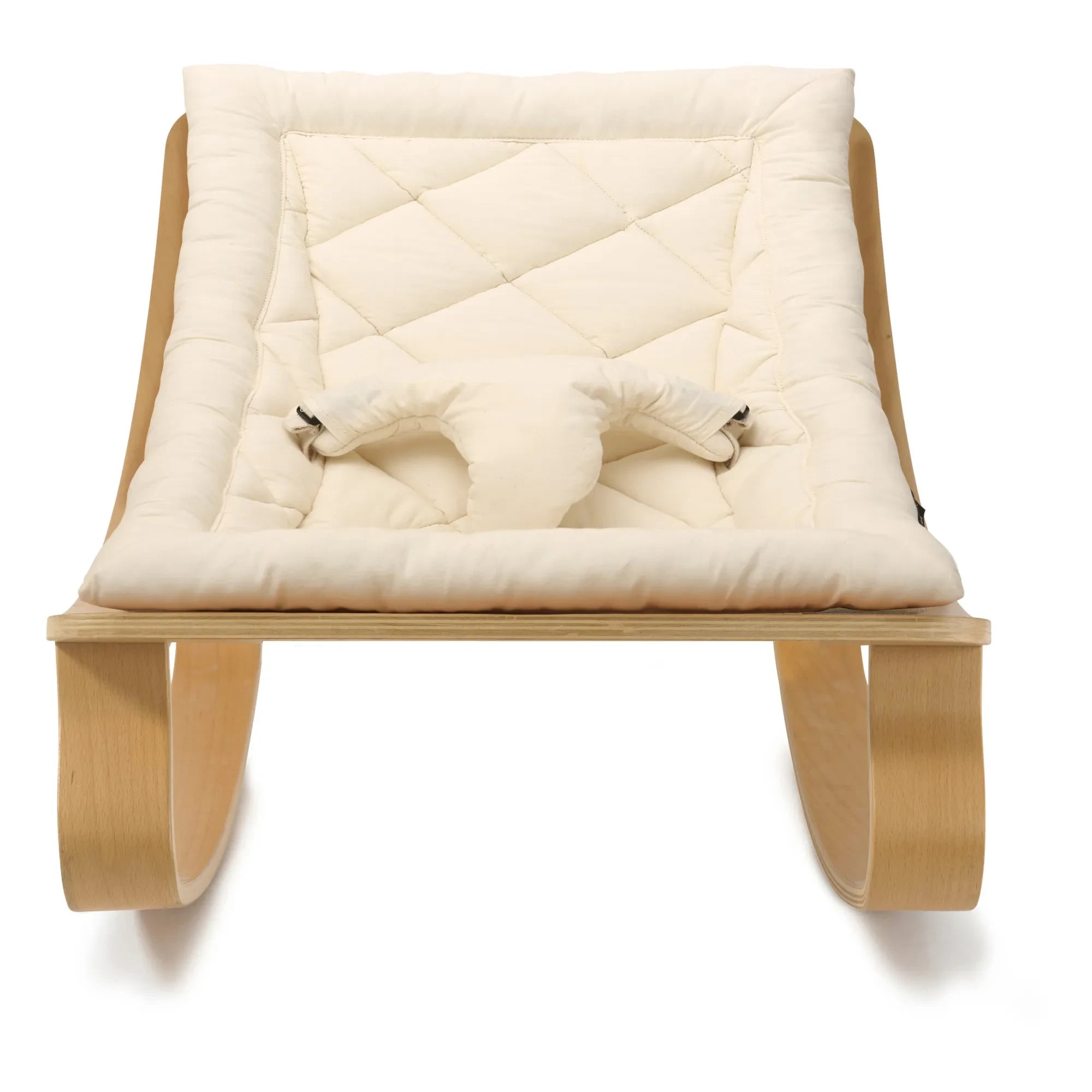 Charlie Crane - Levo Baby Wippe - Buche und Ecru Bio-Baumwollkissen | Ecru