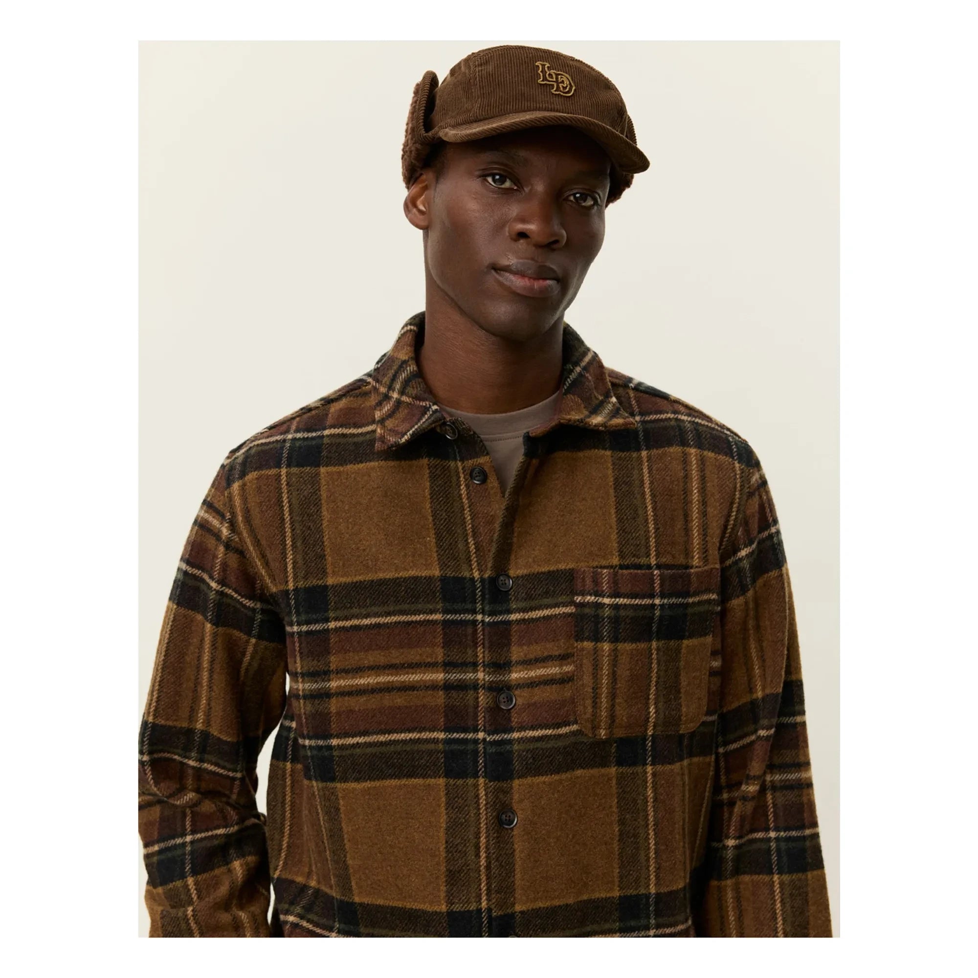 Les Deux - Kaleb Ekoseli Wolle Overshirt | Braun