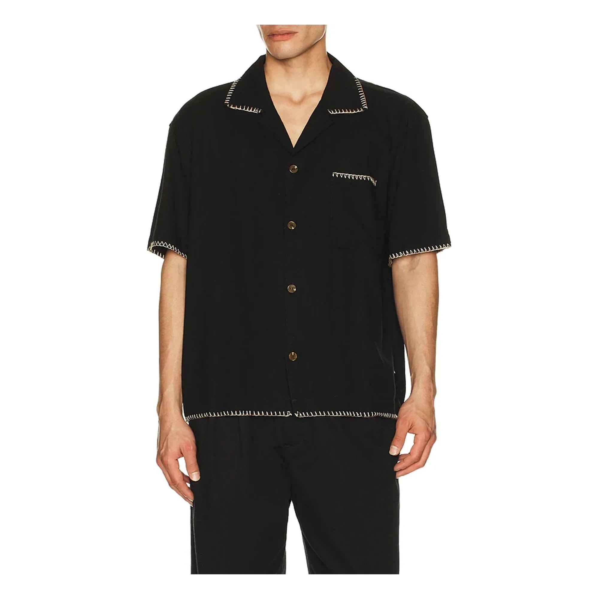 Rhythm - Relaxed Whip Kurzarm Hemd | Schwarz
