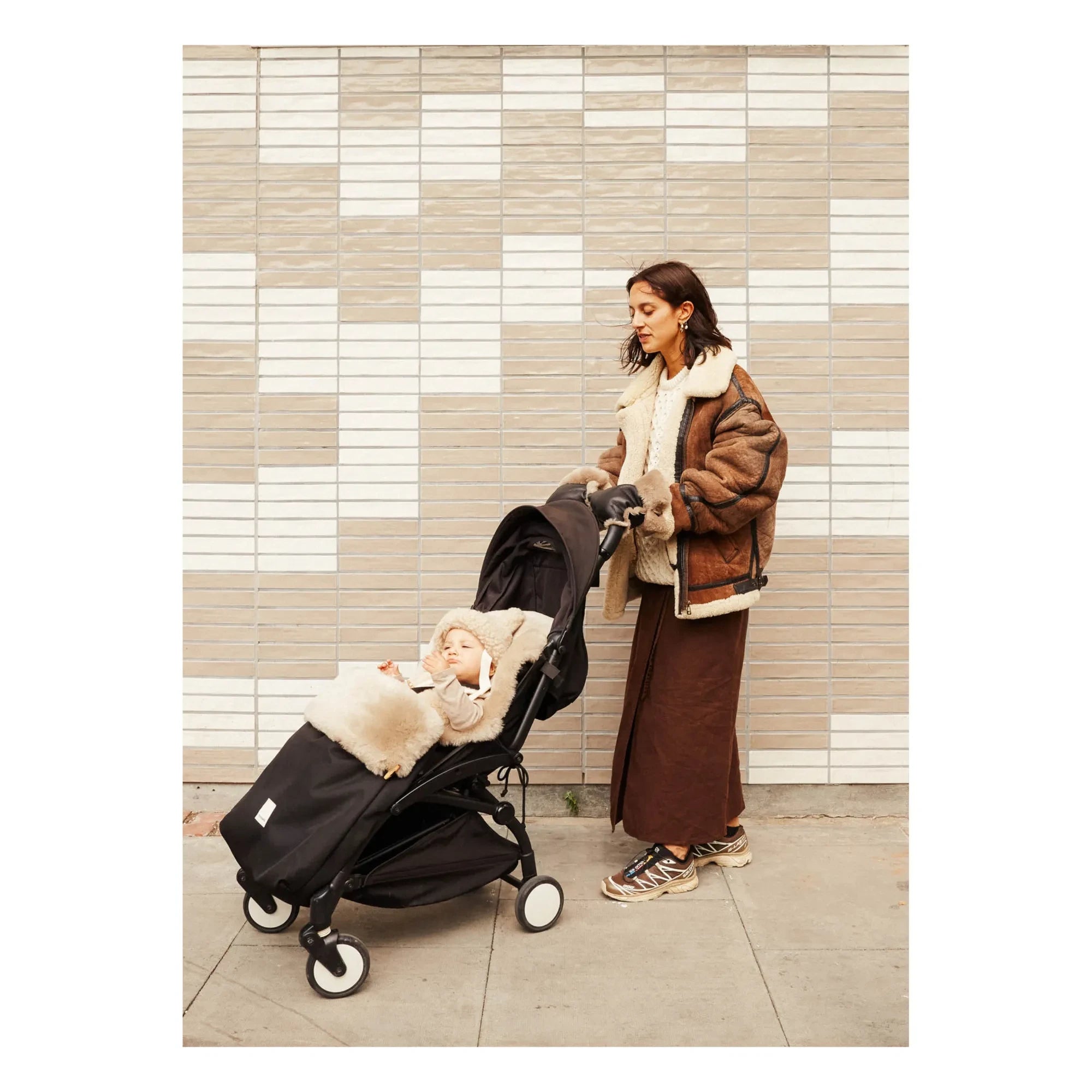 BINIBAMBA - Lammfell-Kinderwagenhandschuhe | Toast