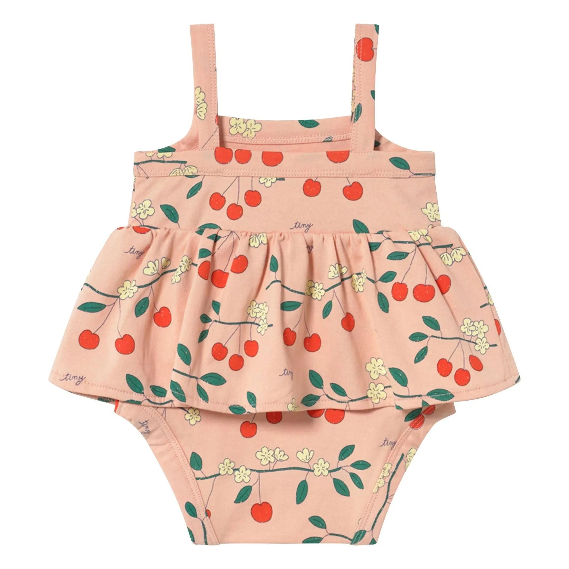 Tinycottons - Overall mit Rüschen und Kirschen aus Bio-Baumwolle | Rosa