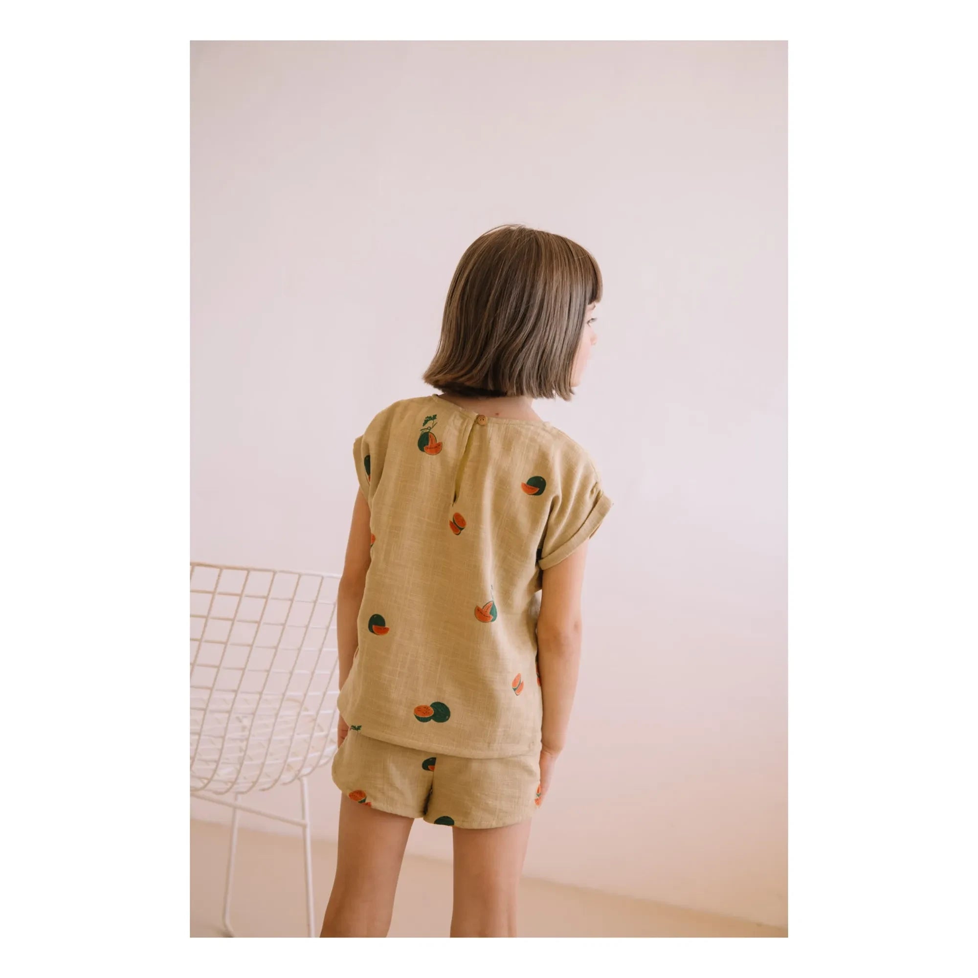 Studio Bohème - Georgette Shorts Wassermelone Bio-Baumwollgaze | Salbei
