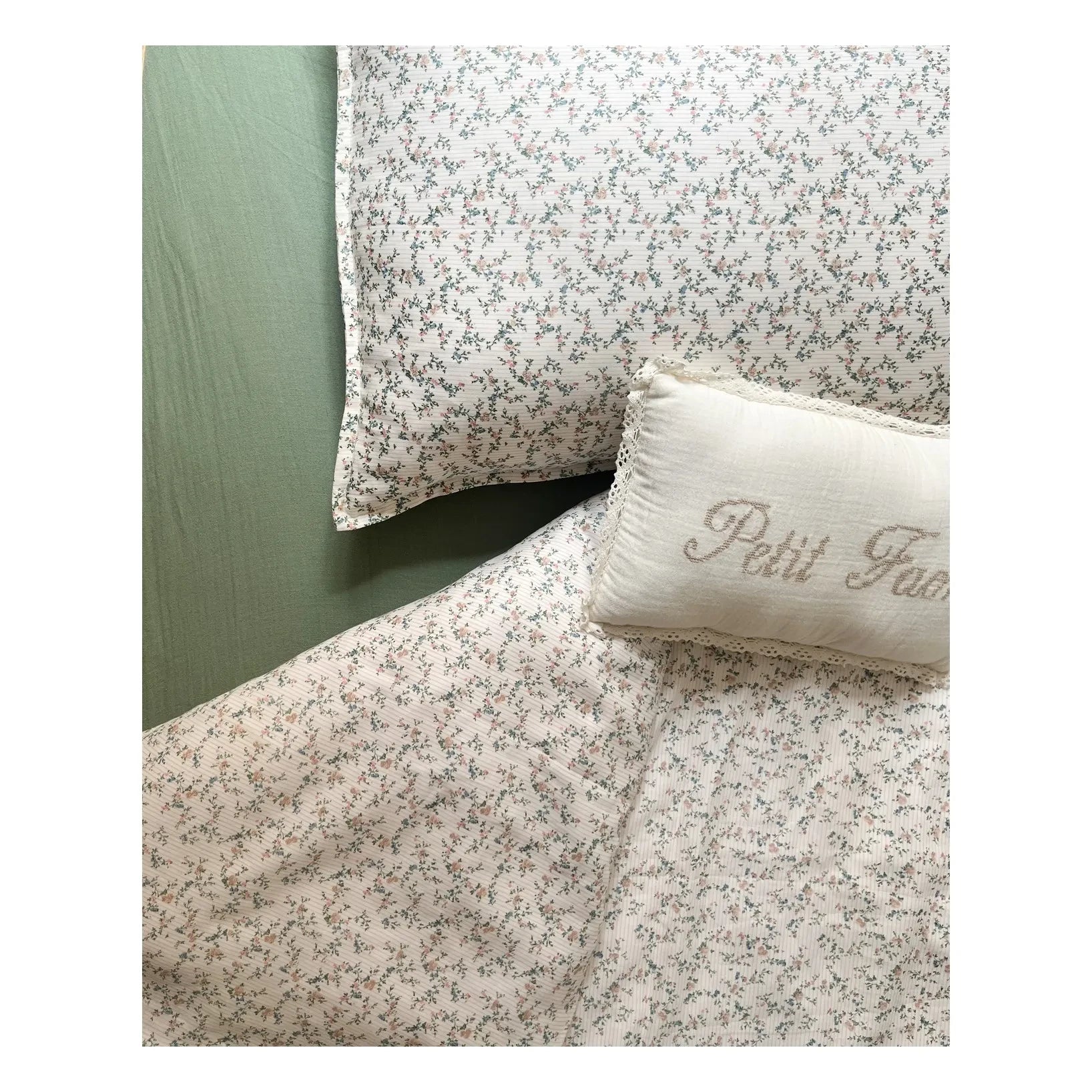Editions Aimable - Doris lastikli çarşaf | Moss Green Gazlı