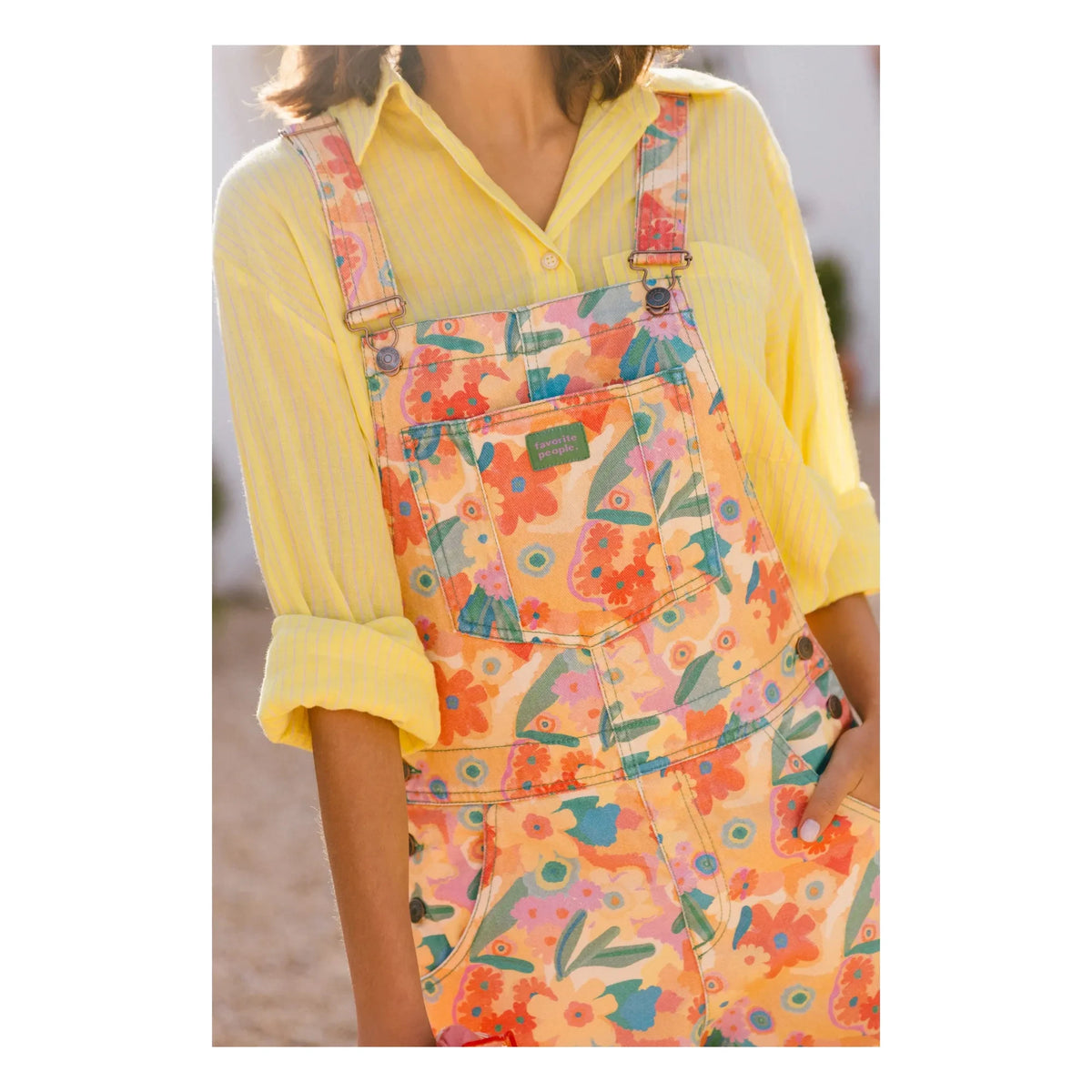 Favorite People - Latzhose mit Blumenmuster Toskana - Damenkollektion | Orange