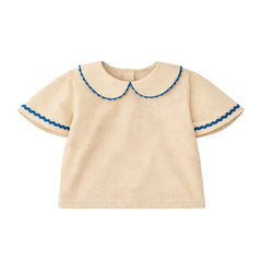 THE LiTTLE POETS - Florbela Carreaux Claudine Bluse mit besticktem Kragen | Blassgelb