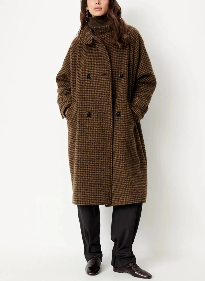 Sessùn - Bleechecks Wollmantel | Taupe-Braun