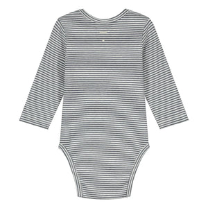 Gray Label - Gestreifter Body Bio-Baumwolle | Grau-blau
