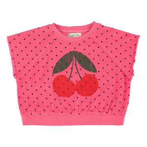 Piupiuchick - Kiraz Bio-Baumwolle Frottee ärmelloses Sweatshirt | Fuchsia