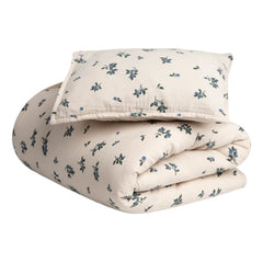 garbo&friends - Heidelbeere Bio-Baumwoll-Musselin-Bettwäsche-Set | Creme
