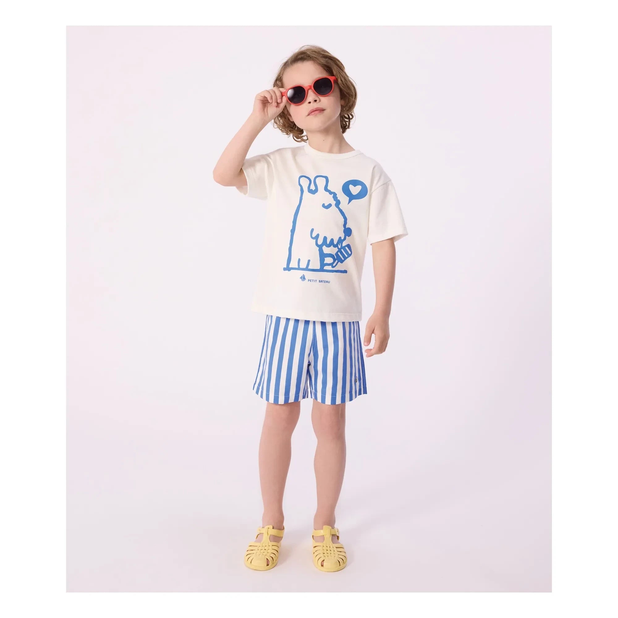 Petit Bateau - Geri Dönüştürülmüş Lif Çizgili Mayo Şortu | Mavi