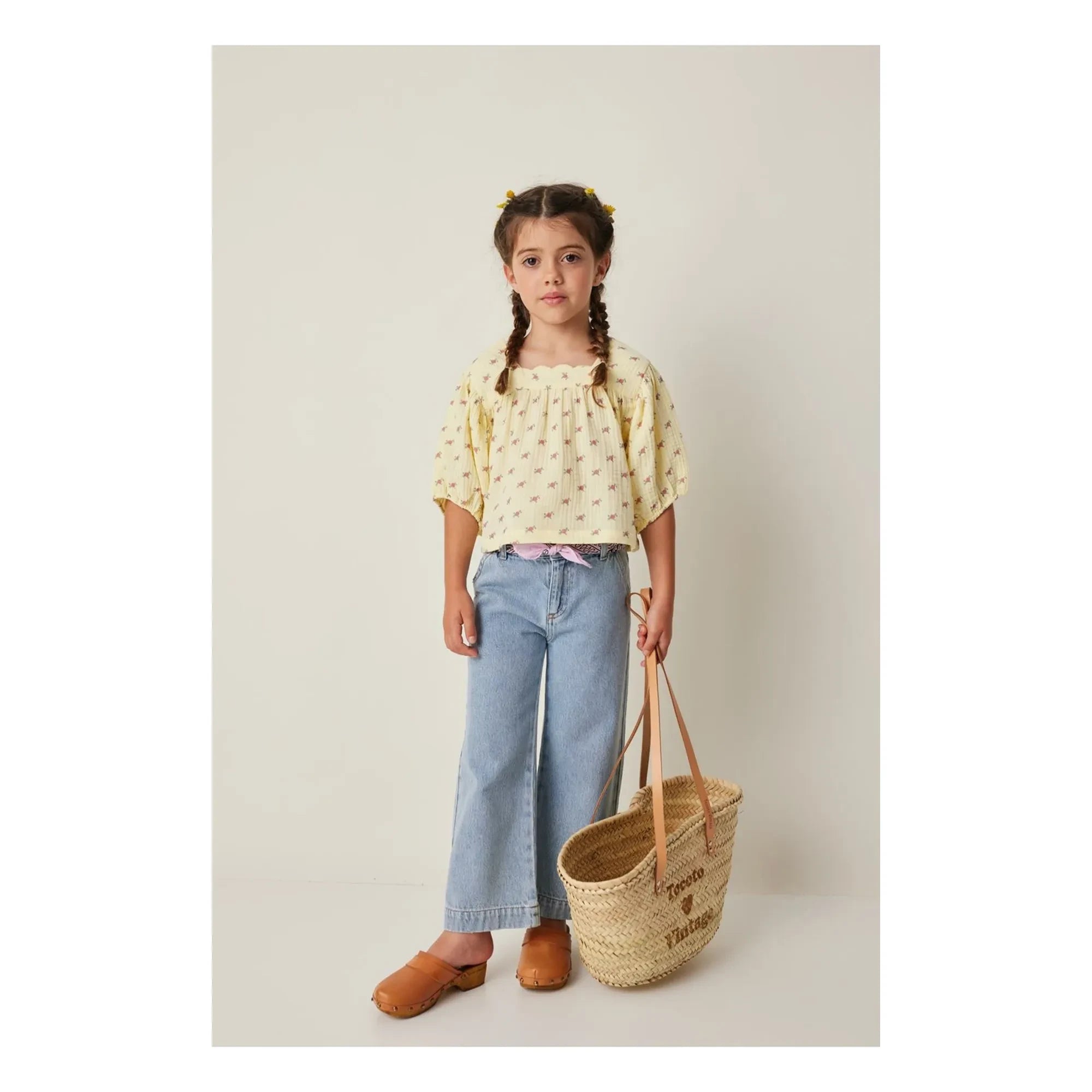 Tocoto Vintage - Bluse mit 3/4-Ärmeln und Blumenmuster | Gelb