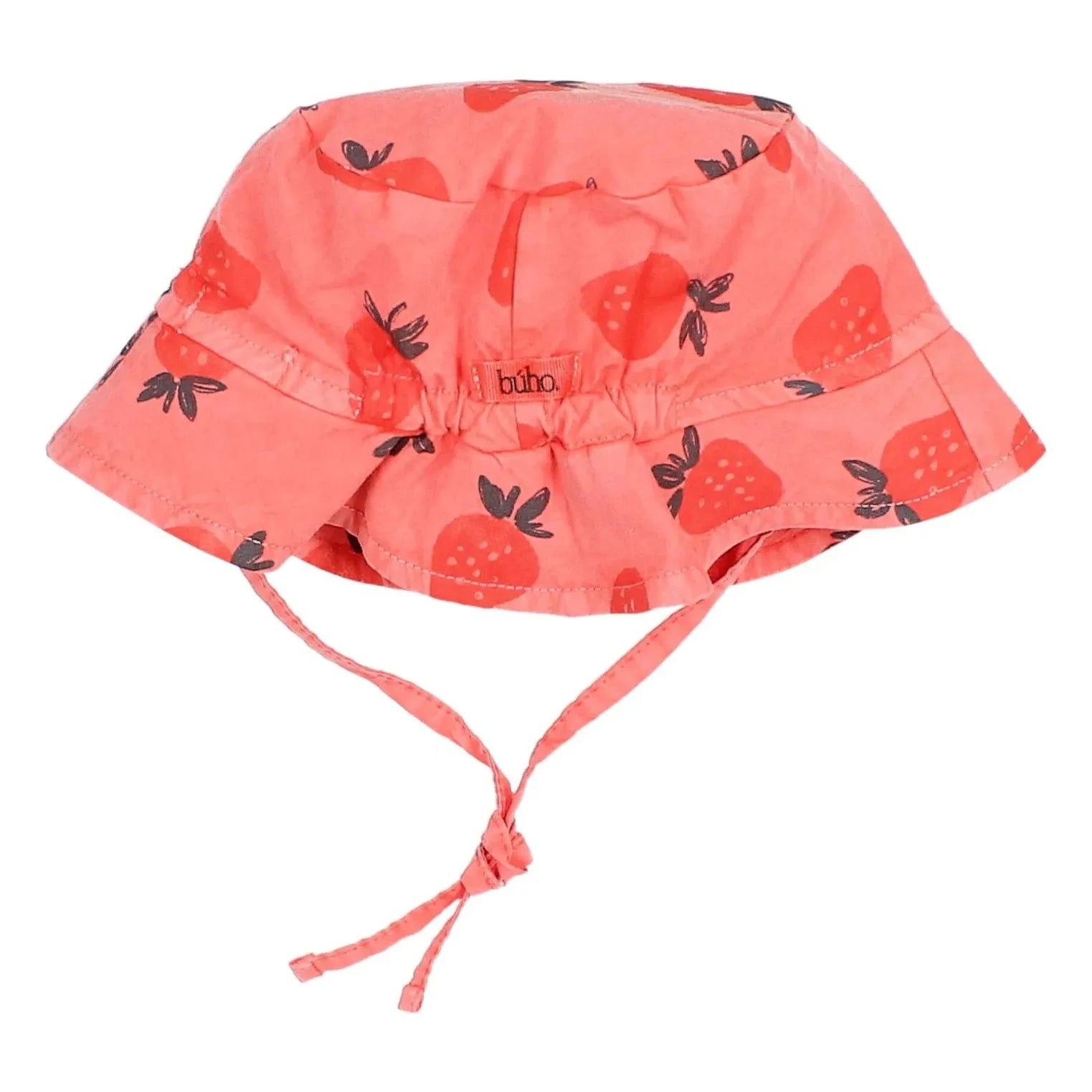 Búho - Beanie aus Bio-Baumwolle mit Erdbeerprint | Blassrot