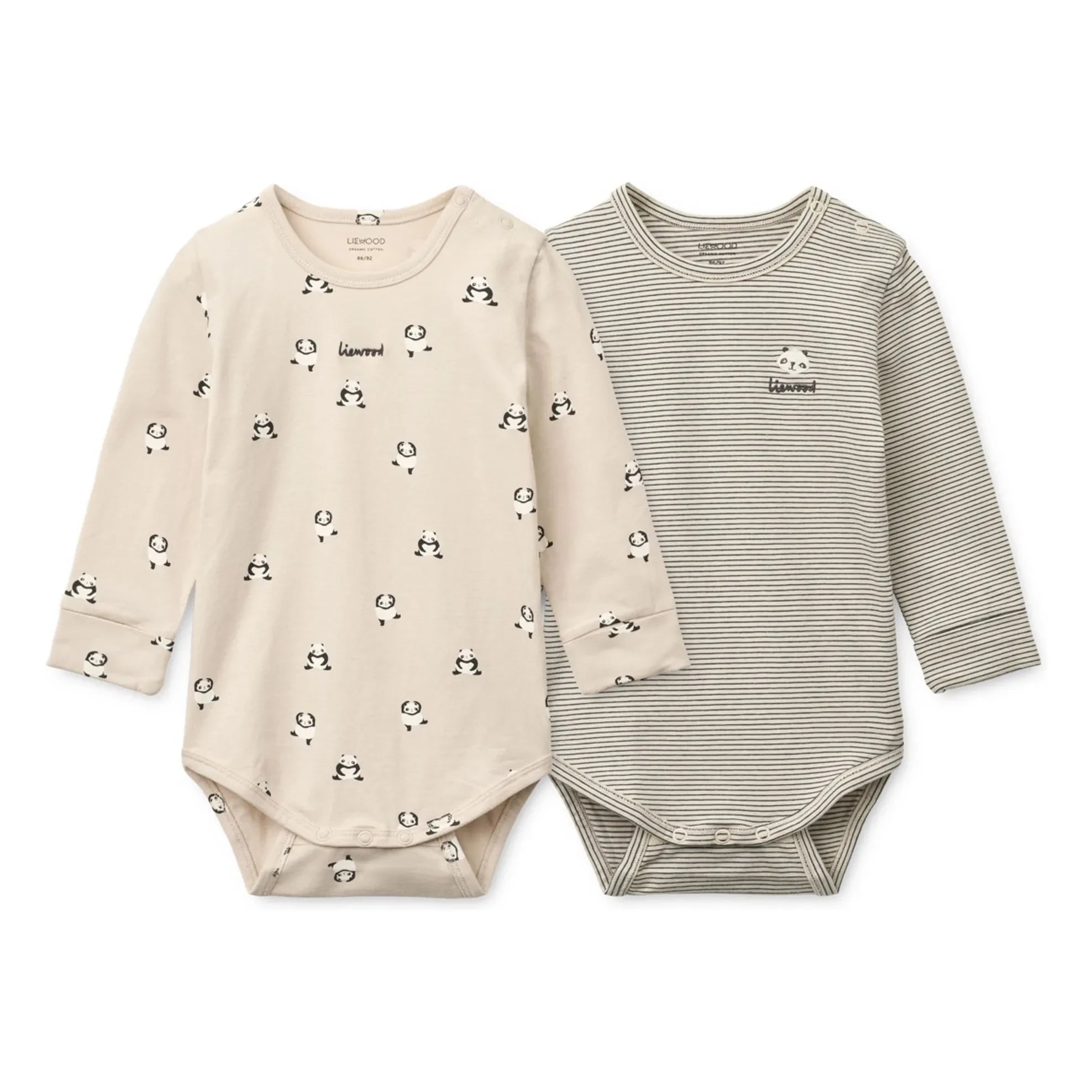 Liewood - 2er-Pack Yanni Panda Bio-Baumwoll-Body | Beige