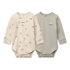 Liewood - 2er-Pack Yanni Panda Bio-Baumwoll-Body | Beige