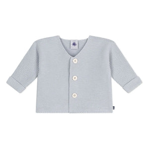 Petit Bateau – Feinstrick-Cardigan aus Bio-Baumwolle | Hellgrau