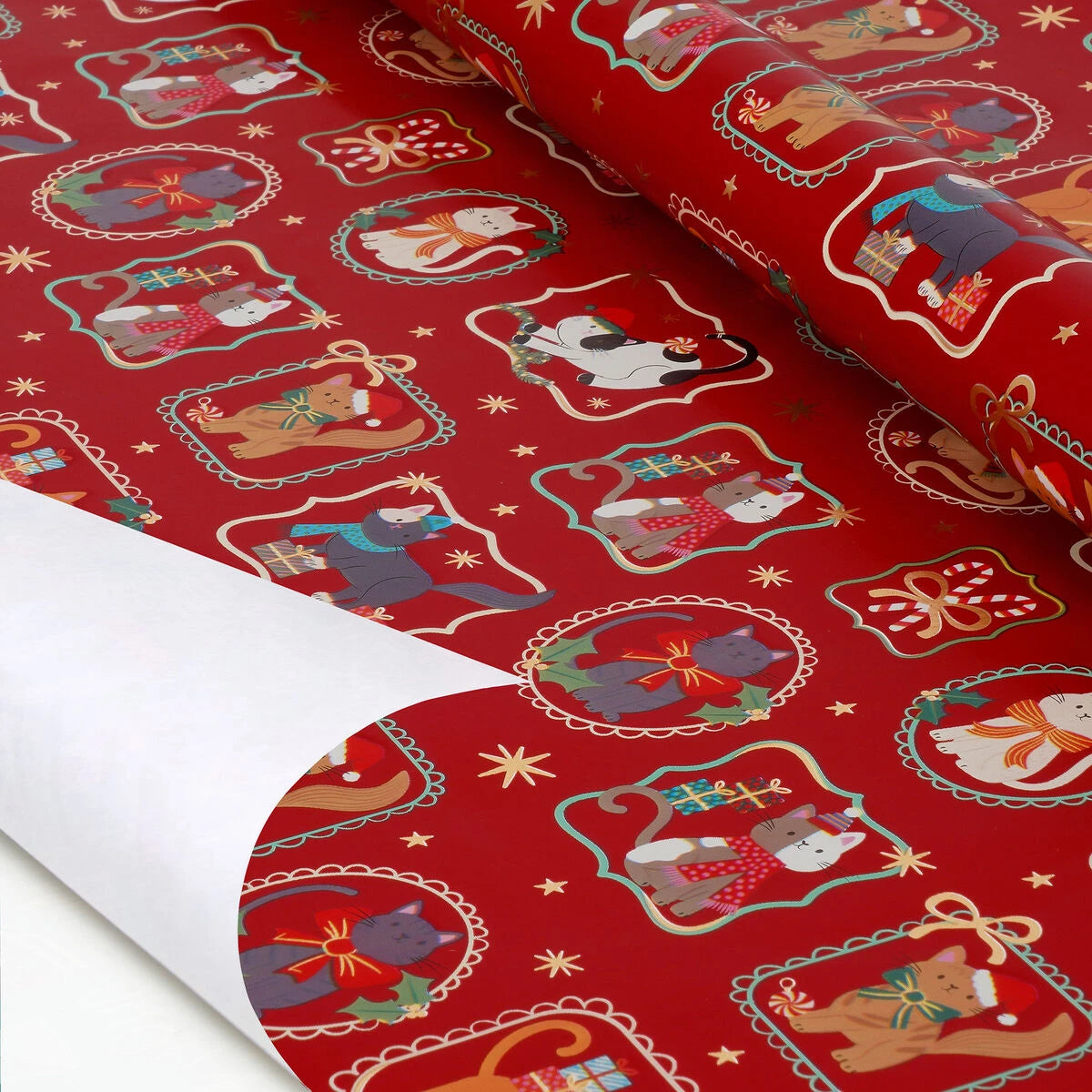 Legami - Weihnachtsgeschenkpapier Kitty Frames - 200 x 70 cm Rolle