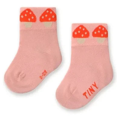 Tinycottons - Rosa Babysocken mit Pilzmotiven