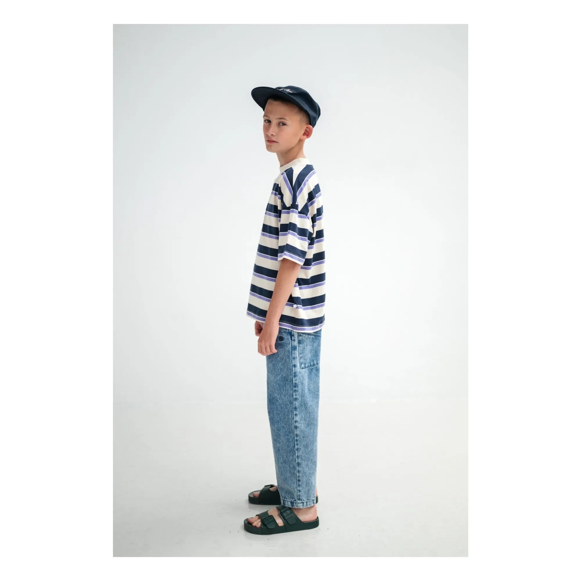 Repose AMS - Boxy Gestreiftes Bio-Baumwoll-T-Shirt | Creme