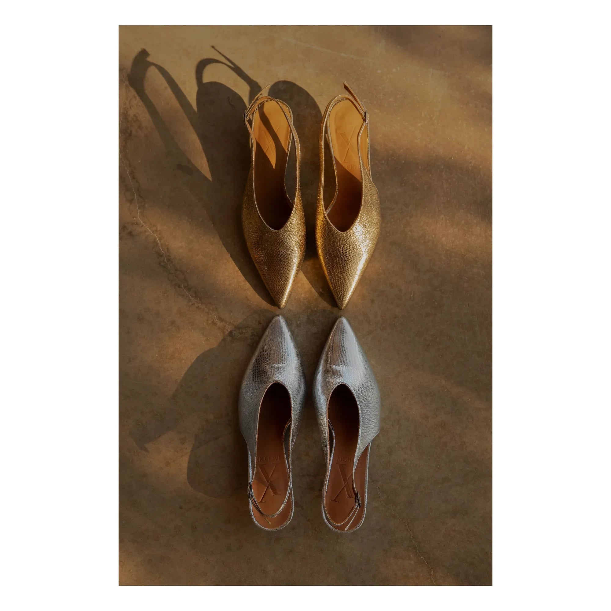 Lachoix - Metallic-Absatzschuh mit offener Ferse | Silber