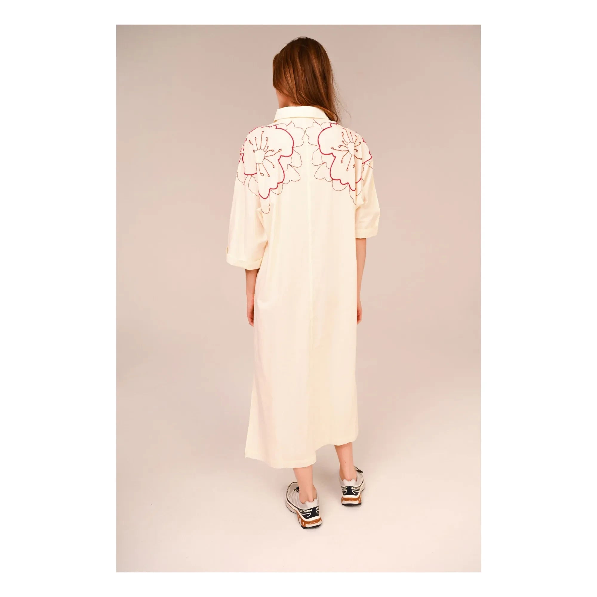 Sacrécoeur - Lou Pivoine Besticktes Baumwoll-Voile-Kleid | Weiß