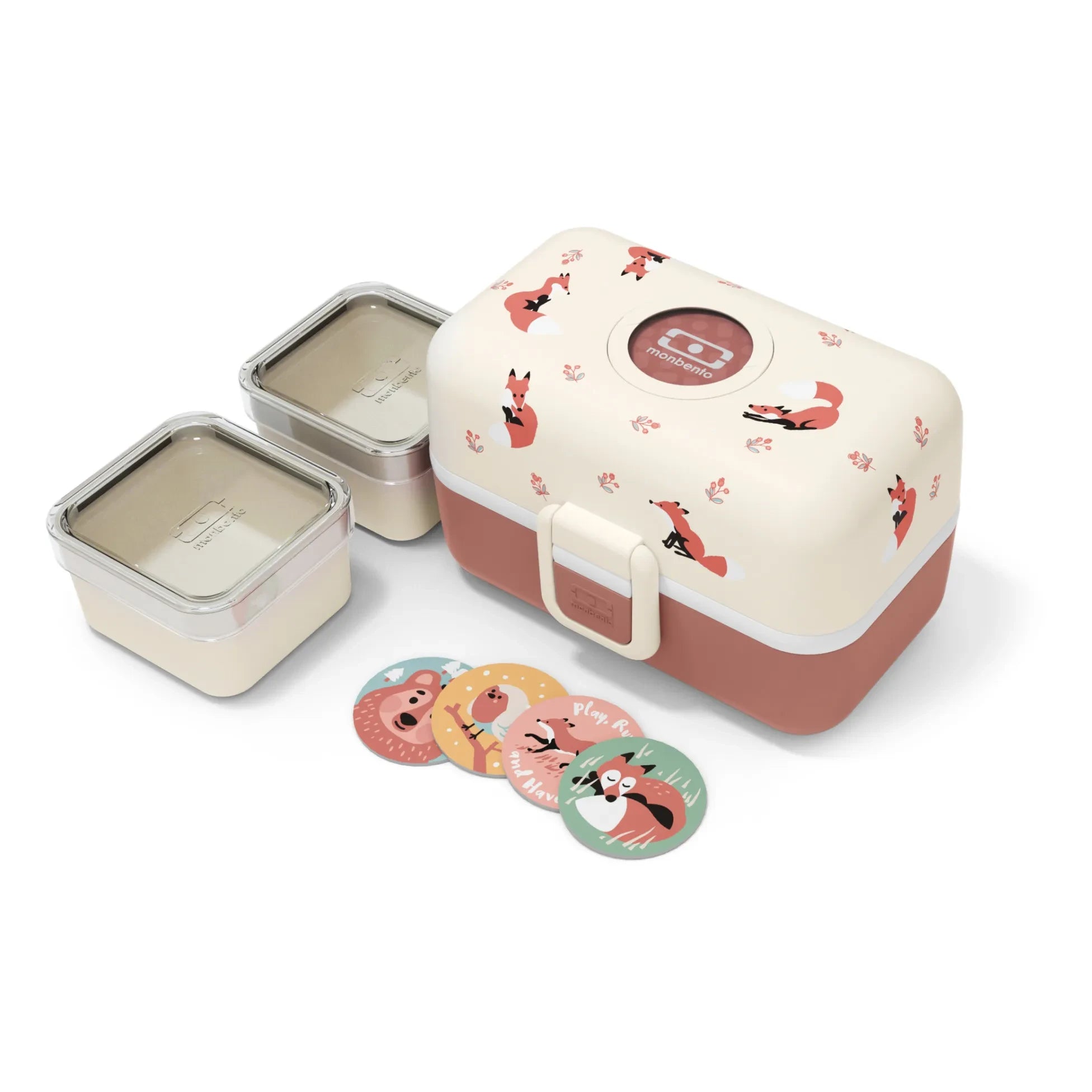 Monbento - MB Tresor anpassbare Kinder-Bento-Box, 3 Fächer | Puderrosa