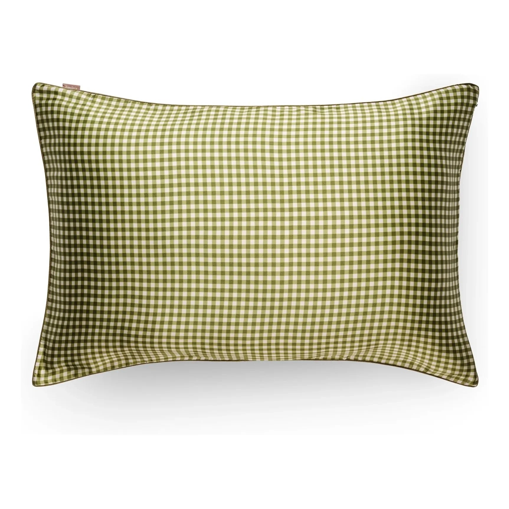 Emily's Pillow - Kissenbezug aus Maulbeerseide mit Gingham-Muster | Khaki