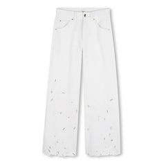 Chloé – Bestickte Hose aus Bio-Baumwolle | Weiß