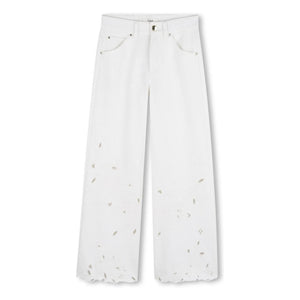 Chloé – Bestickte Hose aus Bio-Baumwolle | Weiß