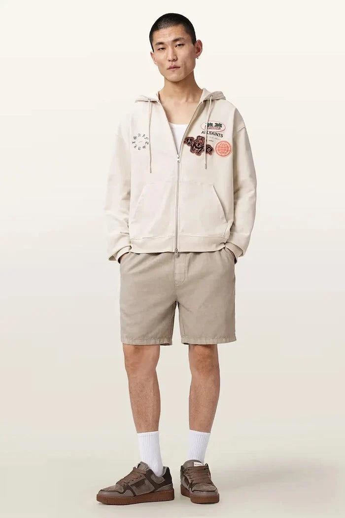 AllSaints капüşonlu, fermuarlı erkek pamuklu sweatshirt PATCHER