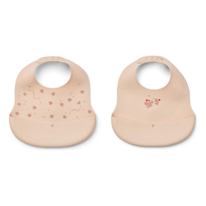 Liewood - Ember Silikon-Lätzchen - 2er-Set | Mini Butterfly/Apple blossom