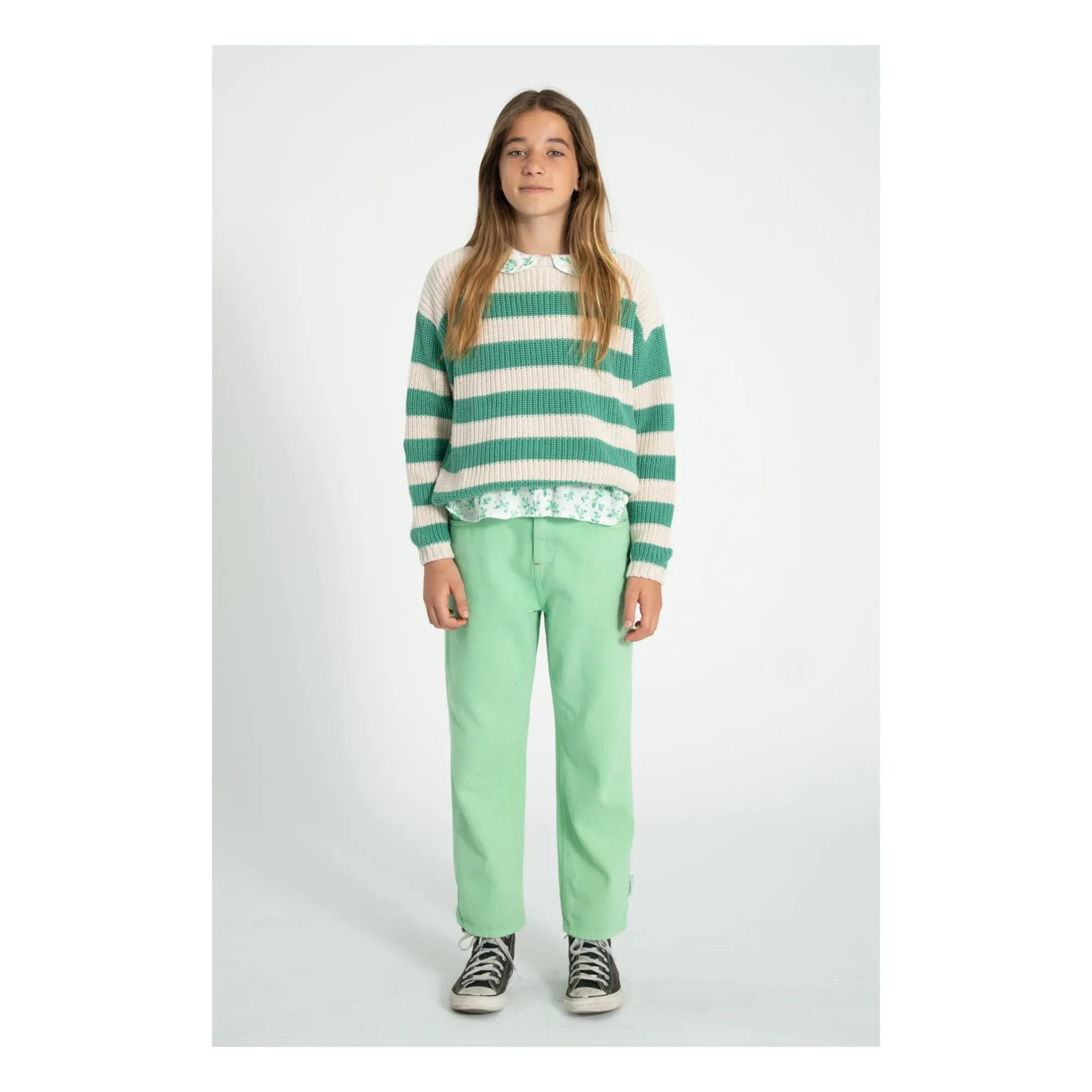 Piupiuchick - Ringelpullover aus Bio-Baumwolle | Grün