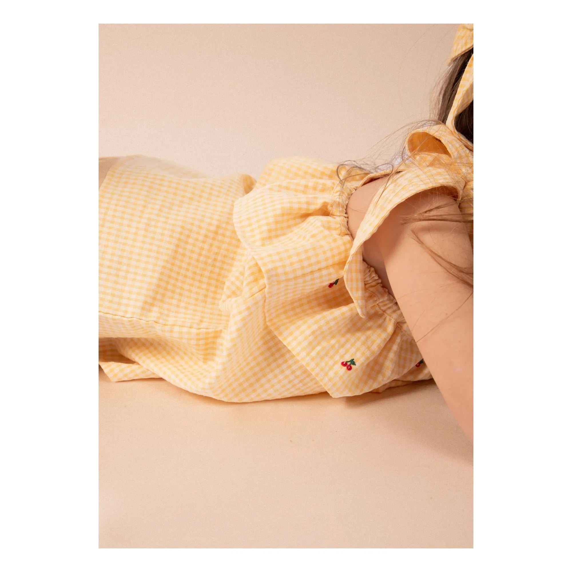 Loir - Vichy Castille Bluse mit Kirschen | Gelb