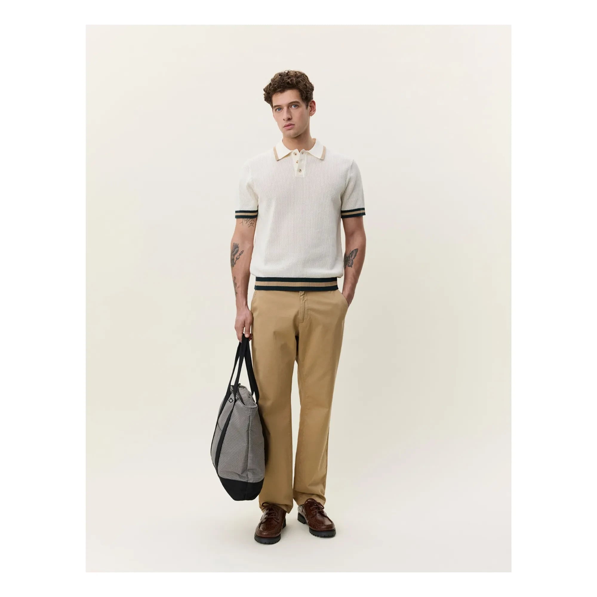 Les Deux - Polo Spitzenstrick | Gebrochenes Weiß