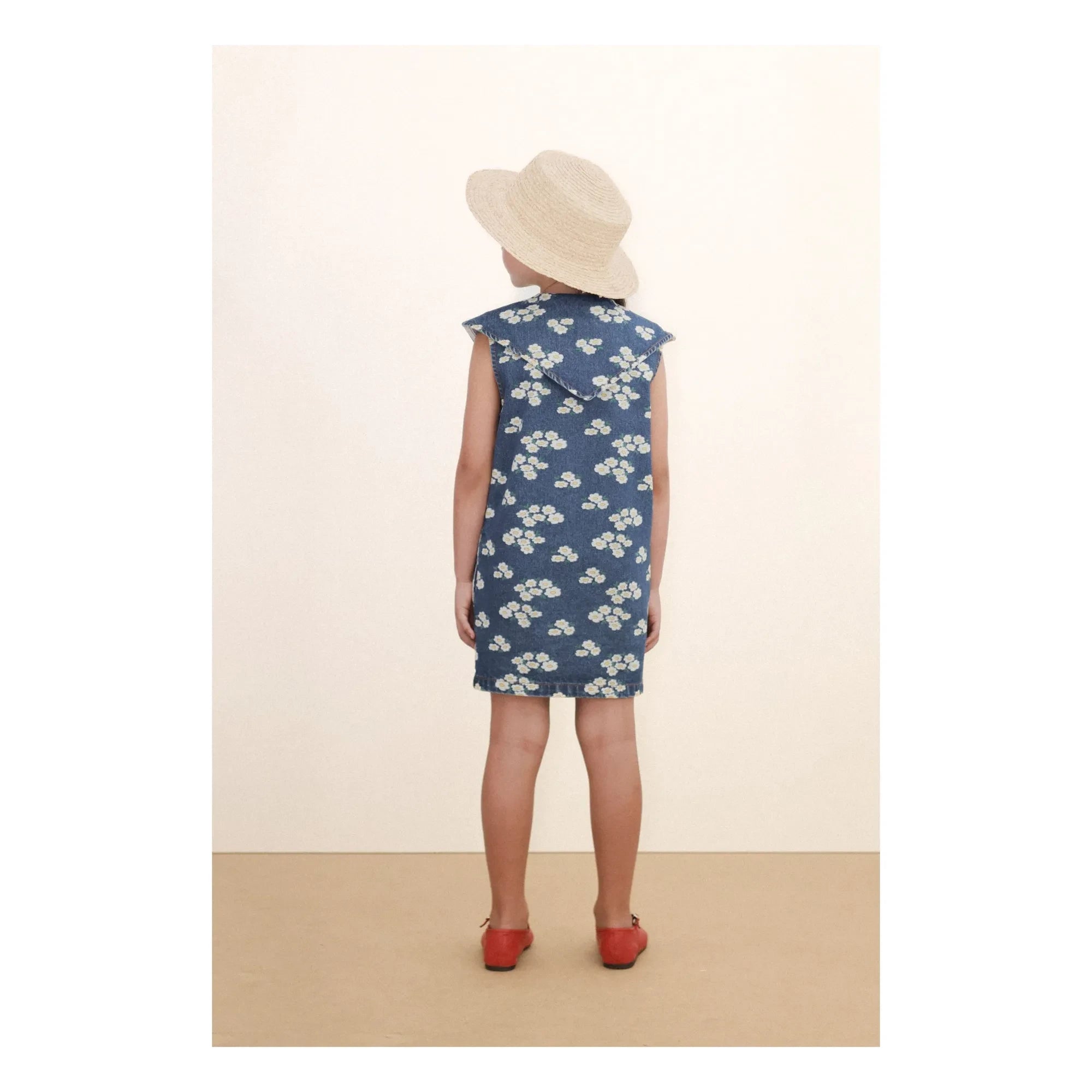 Tinycottons - Jeans-Oversize-Kleid mit Gänseblümchen-Kragen | Blau