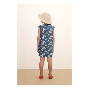 Tinycottons - Jeans-Oversize-Kleid mit Gänseblümchen-Kragen | Blau