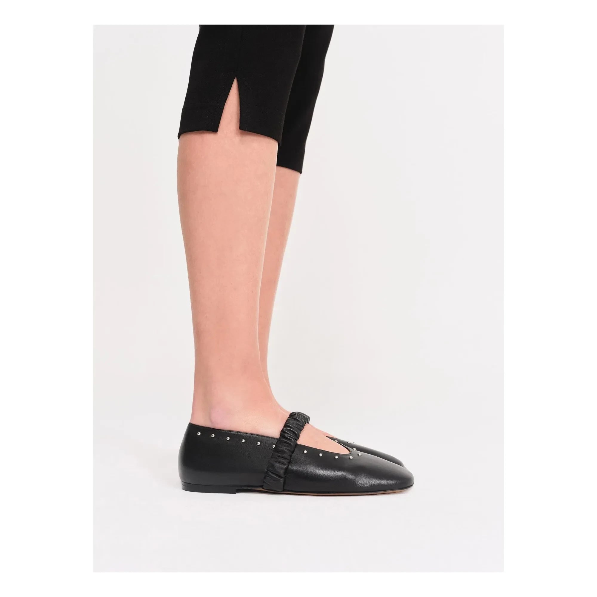 Socque Paris - June Leder Ballerinas | Schwarz