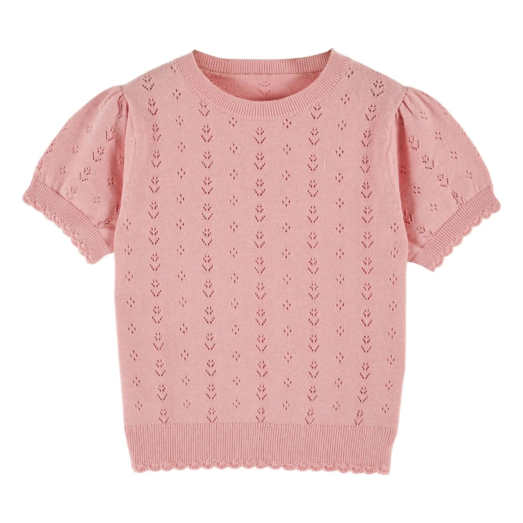 Emile et Ida – Leinen-T-Shirt mit Ajourmuster | Rosa