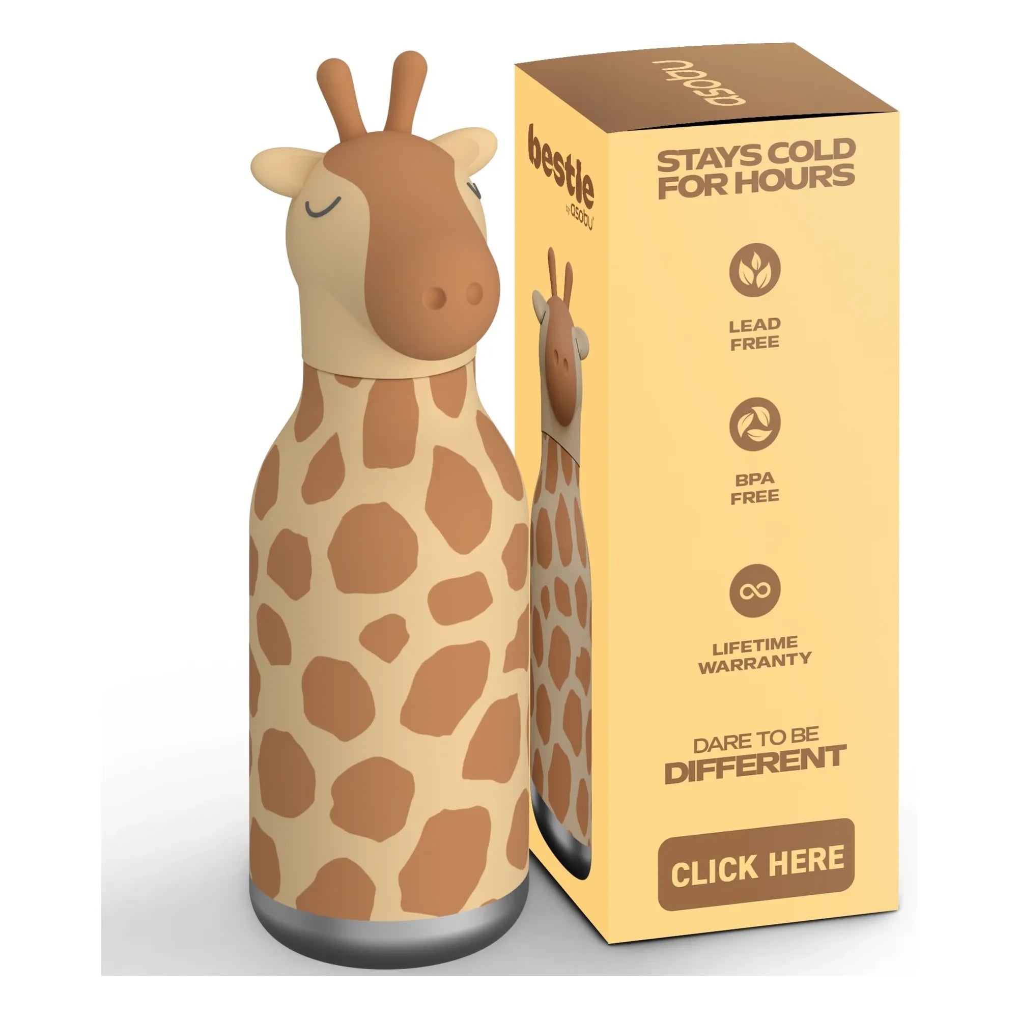 Asobu - Giraffe Edelstahl-Wasserflasche | Orange