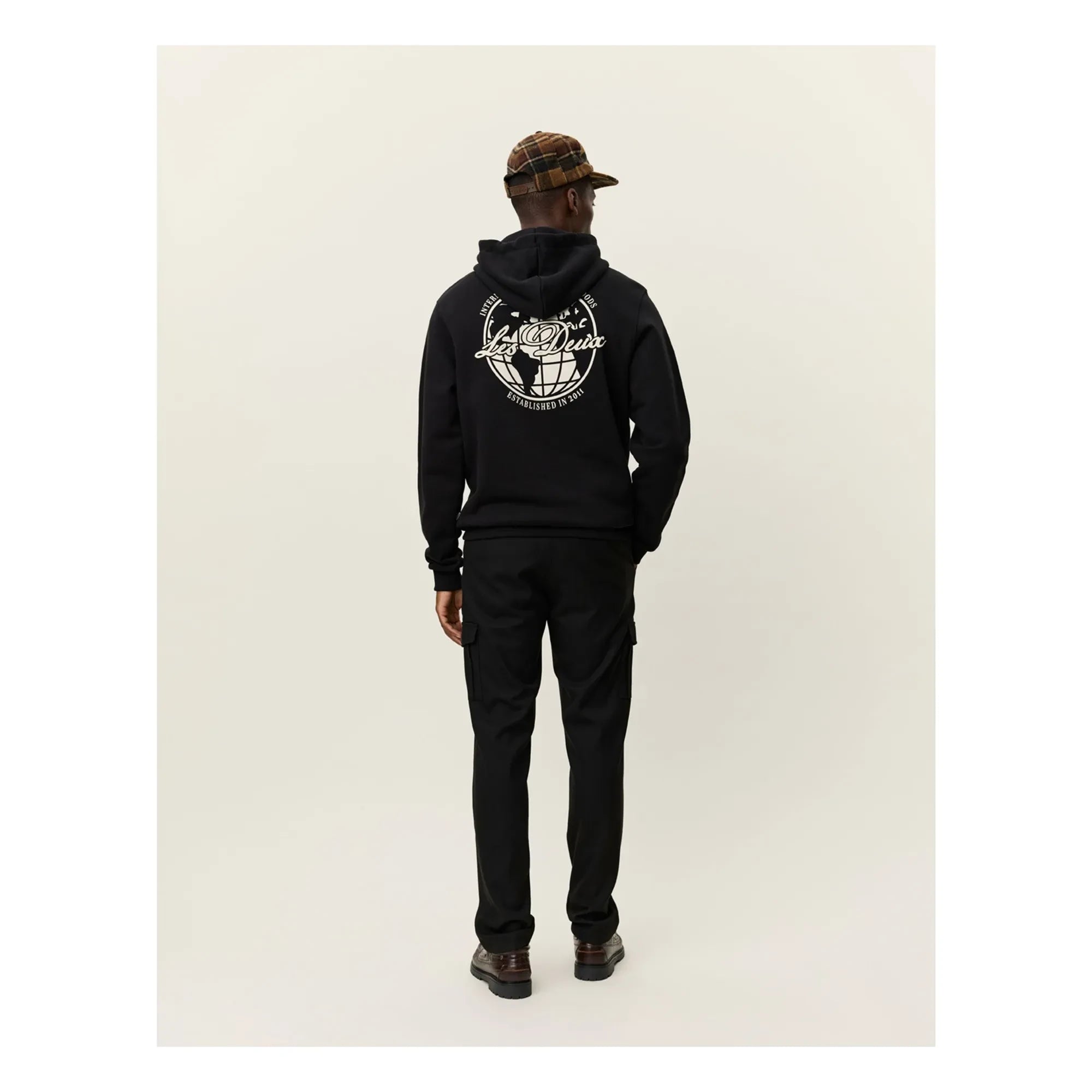 Les Deux - Ben Globe Bio-Baumwoll-Hoodie | Tiefschwarz