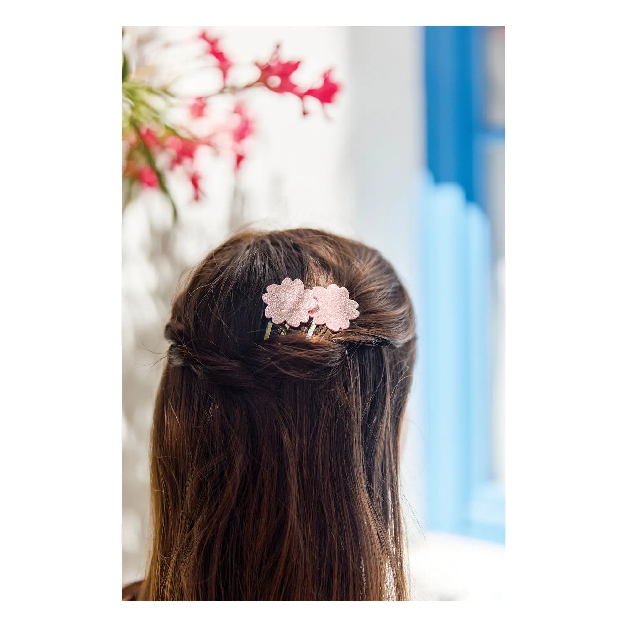 Tartine et Chocolat - Haargummi-Set mit 2 Hibiskus-Glitzer-Haargummis | Altrosa