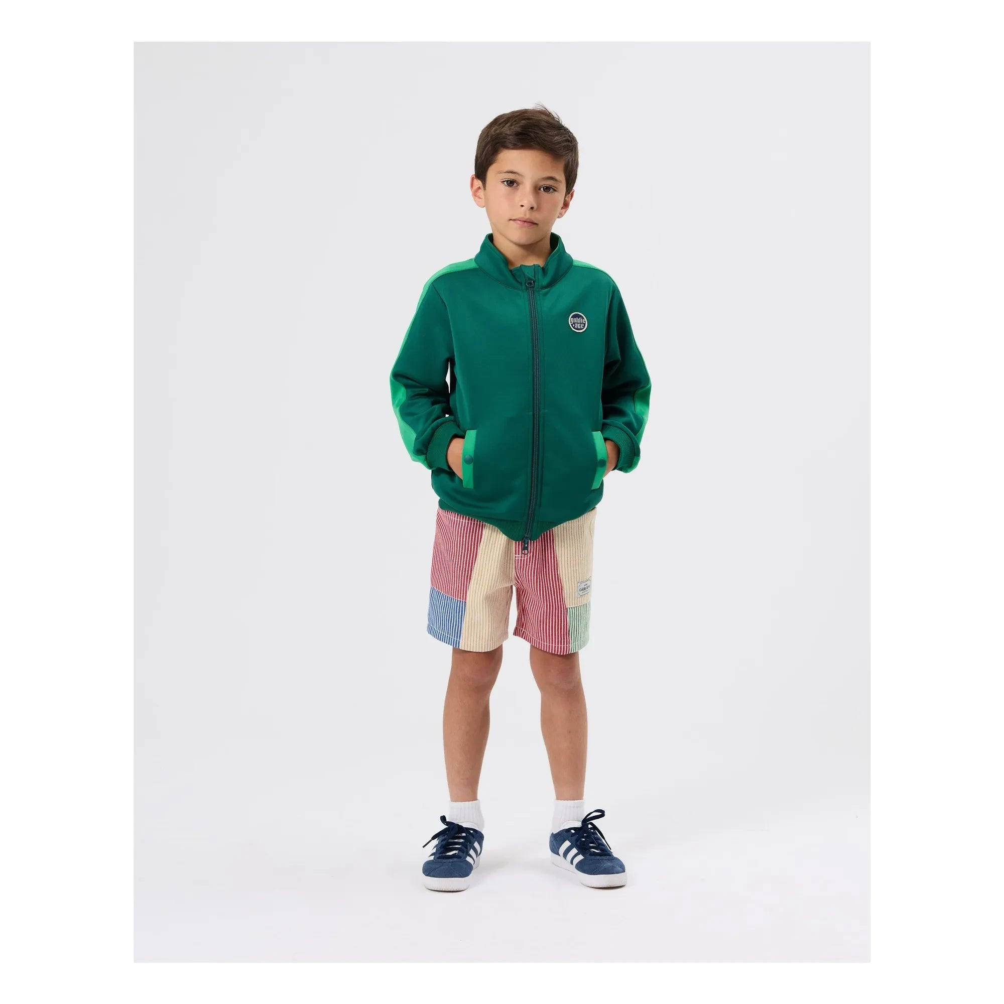 Goldie + Ace - Gestreifte Patch-Shorts | Rot