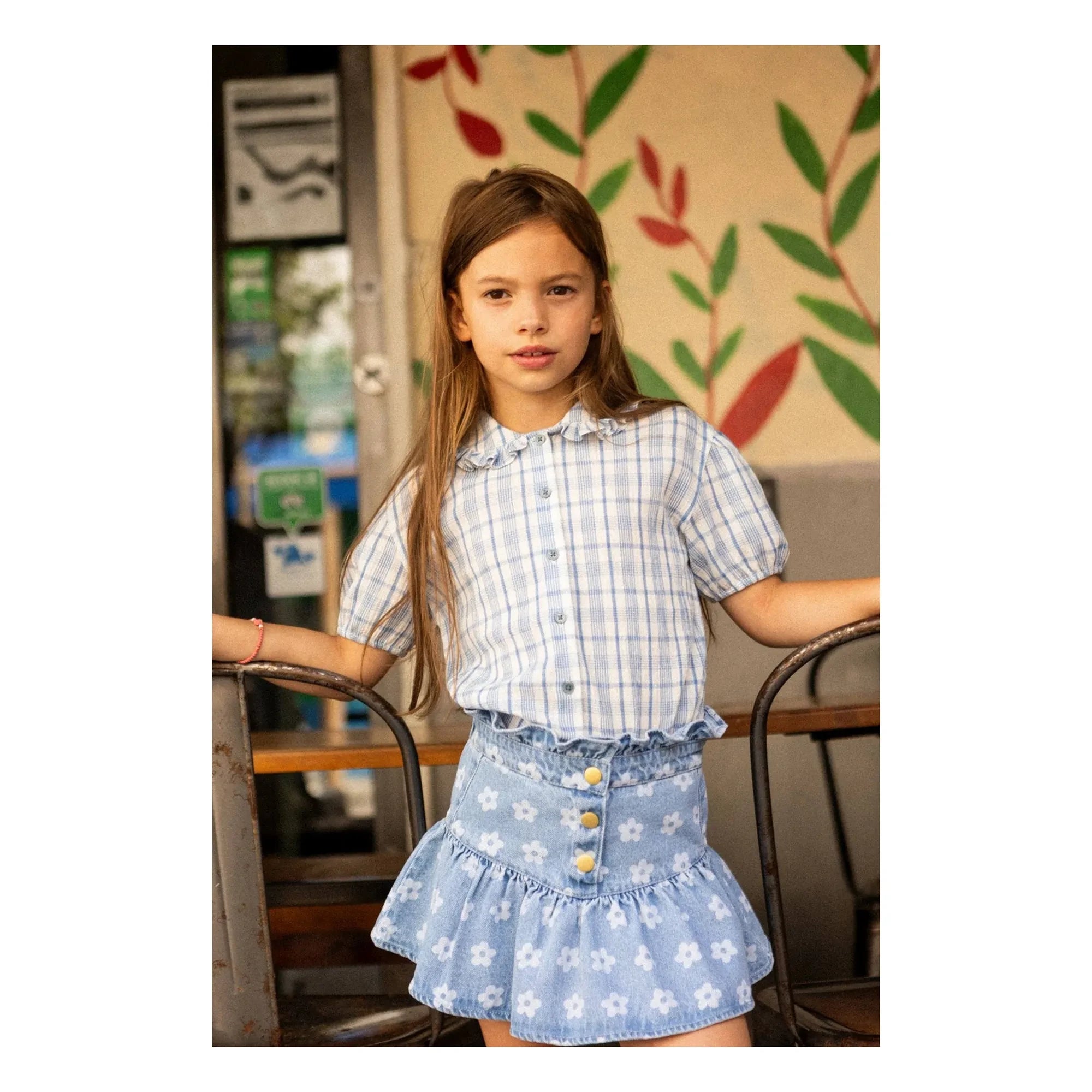 Louis Louise - Denim Pipeau Rock mit Blumenmuster | Hellblau