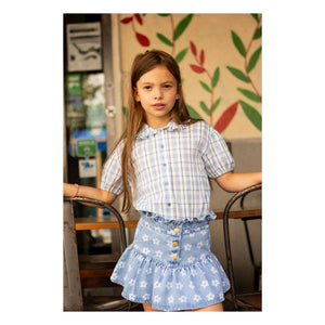 Louis Louise - Denim Pipeau Rock mit Blumenmuster | Hellblau