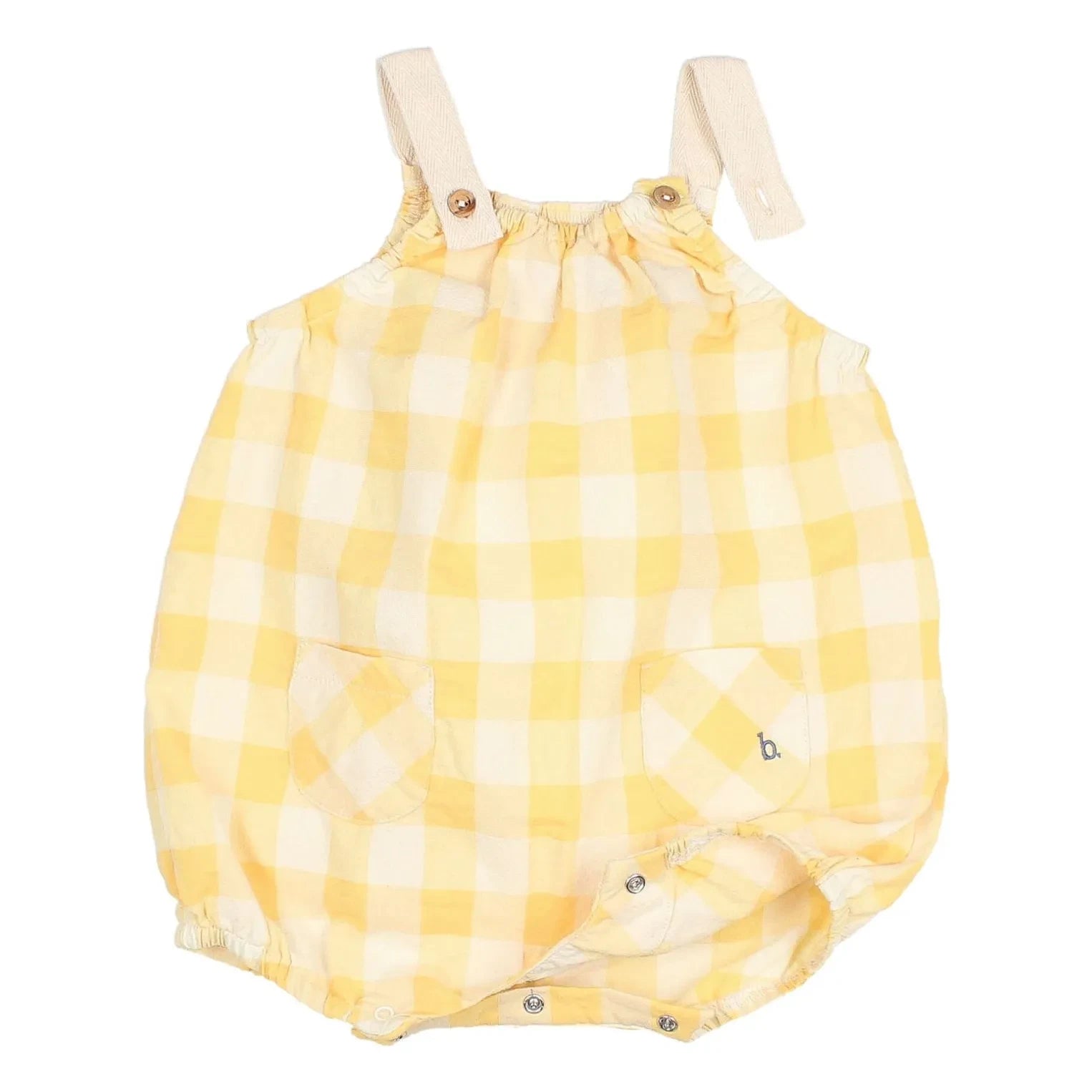 Búho - Vichy-Seersucker-Organik-Baumwoll-Overall | Gelb