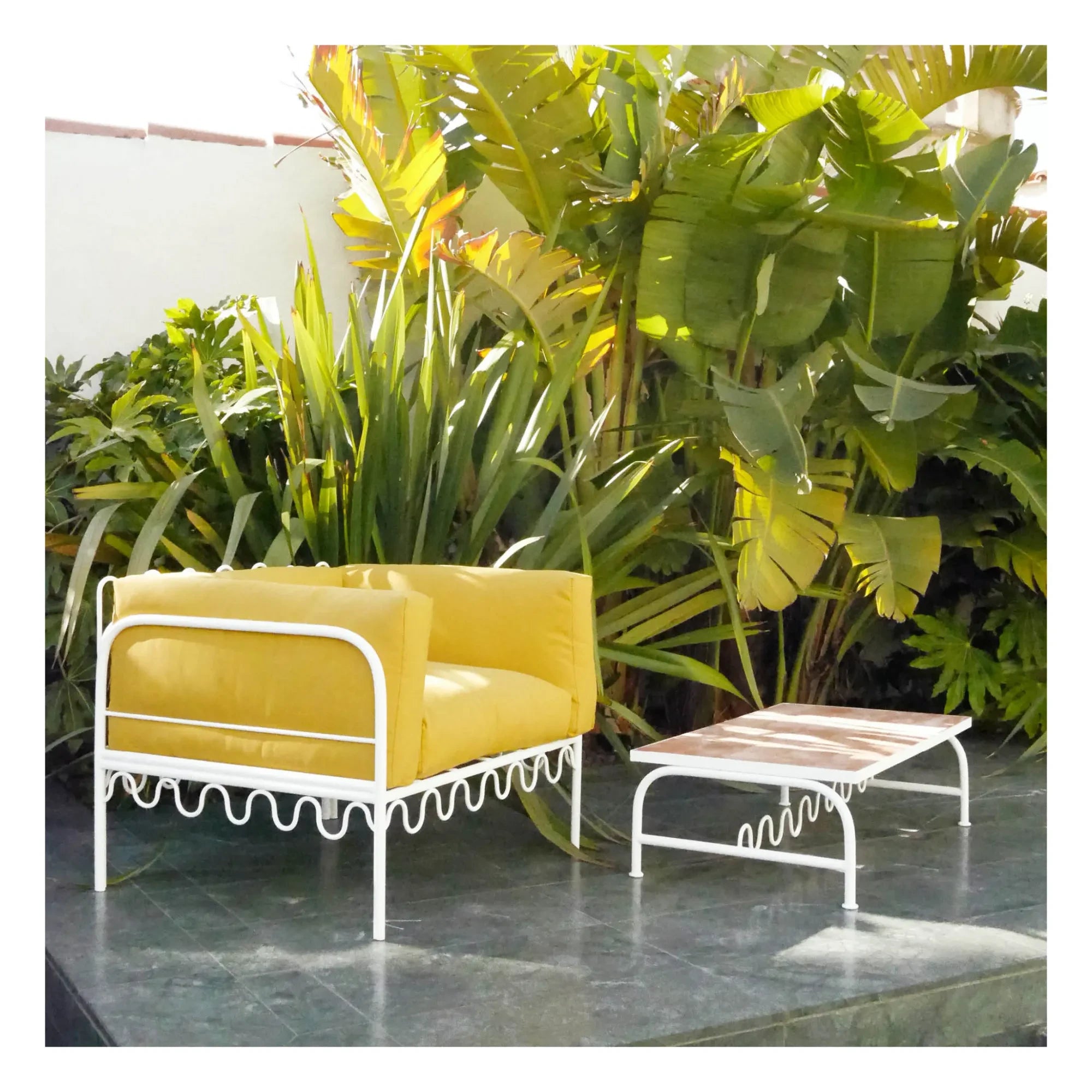 Honoré - Dolores Outdoor-Lounge-Sessel - Wasserabweisender Stoff | Gold