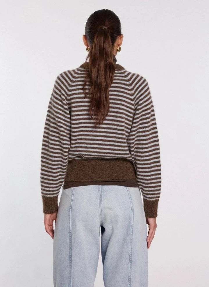 Nitah - Mahé Gestreifter Cardigan | Braun