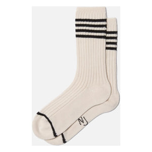 Nudie Jeans - Gestreifte Tennissocken | Weiß